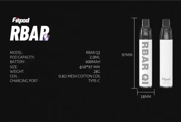 Fitpod RBAR Q1 可重複註油 一次性注油主機 拋棄式主機 台灣電子煙批發