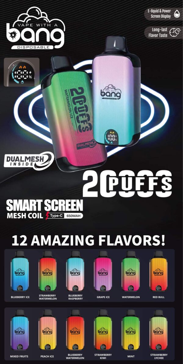 Bang 20000 Puffs Dual Mesh 雙網拋棄式電子煙 歐美爆款